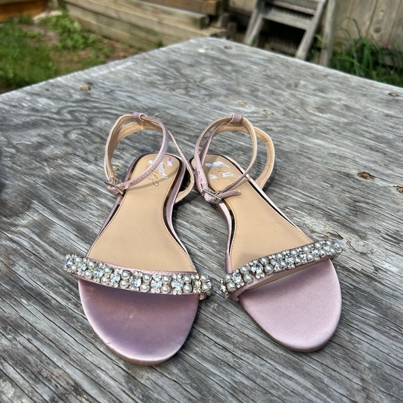 Badgley Mishka Daria Pearl and Crystal Flat Sandals Pastel Pink‎  size 6.5 - Picture 4 of 8